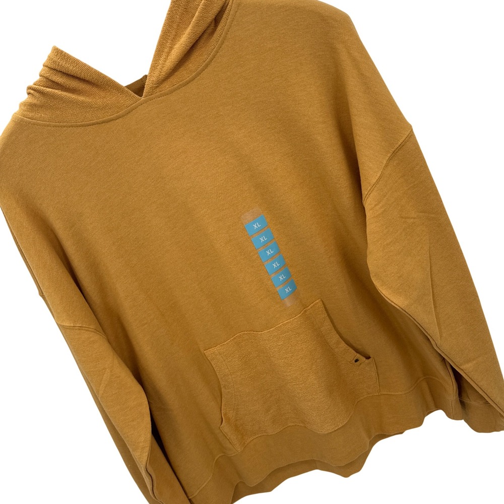 Seven7 Womens Hoodie XL Mineral Yellow Mixed‎ Media Pullover Sweatshirt NWT